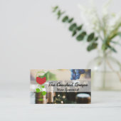 Druiven en wijnflessen visitekaartje (Staand voorkant)