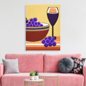 Druiven en Wijnglas in Maroon en Tan Canvas Afdruk (Insitu (Woonkamer))