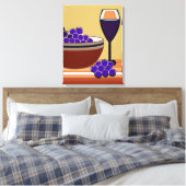 Druiven en Wijnglas in Maroon en Tan Canvas Afdruk (Insitu (Slaapkamer))