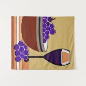 Druiven en Wijnglas in Maroon en Tan Wandkleed (Voorkant (horizontaal))