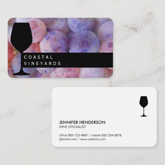 Druiven en wijnglas Sommelier Visitekaartje (Voorkant / Achterkant)