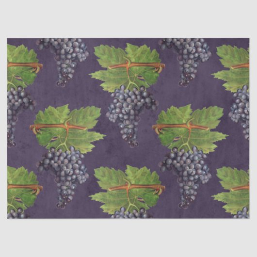 druiven en wijnstokken op de Paars ontkoppeling Tissuepapier (Voorkant)