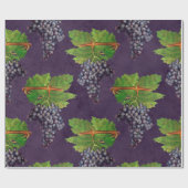 druiven en wijnstokken op Paars Cadeaupapier (Vlak)