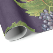 druiven en wijnstokken op Paars Cadeaupapier (Rol Hoek)