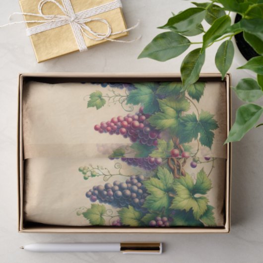 Druiven en wijnstokken op perkament Decoupage Tissuepapier (Geschenk)