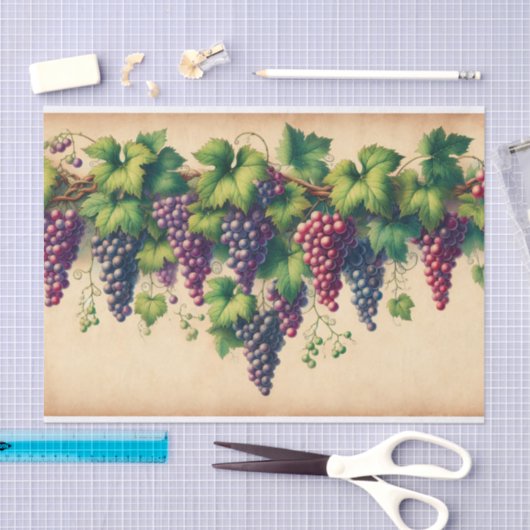 Druiven en wijnstokken op perkament Decoupage Tissuepapier (Craft)