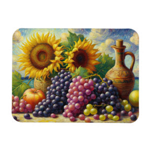 Druiven en Zonnebloemen Olieverfschilderij Flexibe Magneet