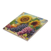 Druiven en Zonnebloemen Olieverfschilderij Tegeltje (Zijkant)