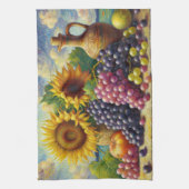 Druiven en Zonnebloemen Olieverfschilderij Theedoek (Verticaal)