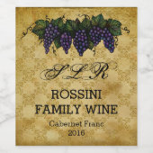 druiven, Etiket op flesje voor aangepaste wijnfam (Enkel label)