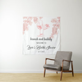 Druiven Fruit Champagne Retro Bruidsdouche Welkom Wandkleed