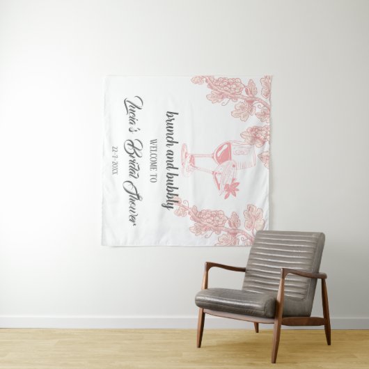 Druiven Fruit Champagne Retro Bruiloft Feestelijke Wandkleed (In Situ (horizontaal))