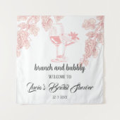 Druiven Fruit Champagne Retro Bruiloft Feestelijke Wandkleed (Voorkant)