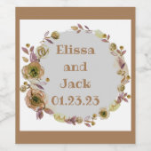 Druiven Gepersonaliseerde Bloemen Rood Wit Wijn Etiket (Enkel label)