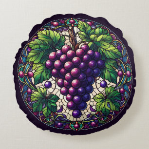 Druiven Glas in lood Rond Kussen