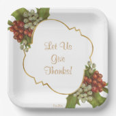 Druiven Goud Lijst Geef Bedankt Thanksgiving Papieren Bordje (Voorkant)