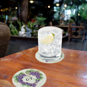 Druiven hart monogram initiaal ronde kartonnen onderzetter