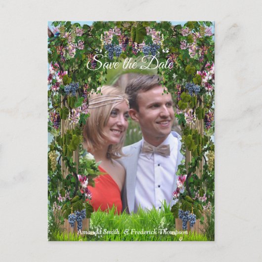 Druiven, Honeysuckles & Hummingbird Aankondigingskaart (Voorkant)
