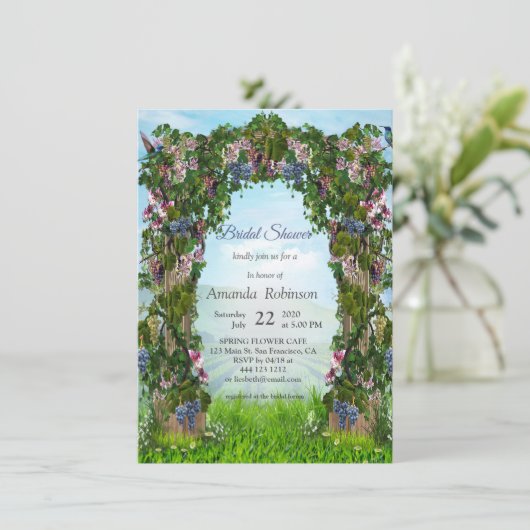 Druiven, Honeysuckles & Hummingbird Kaart (Staand voorkant)