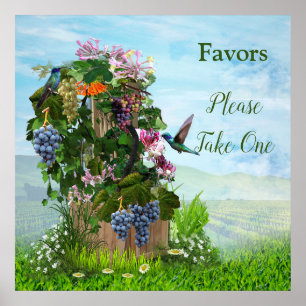 Druiven, Honeysuckles & Hummingbird Poster