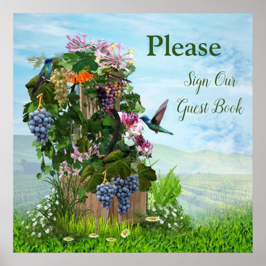 Druiven, Honeysuckles & Hummingbird Poster (Voorkant)