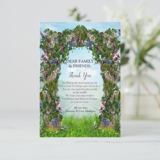 Druiven, Honeysuckles & Hummingbird RSVP Kaartje (Staand voorkant)