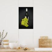 druiven in een mand en fles wijn poster (Keuken)