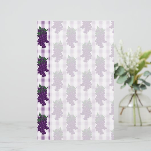 Druiven in Gingham Briefpapier (Staand voorkant)