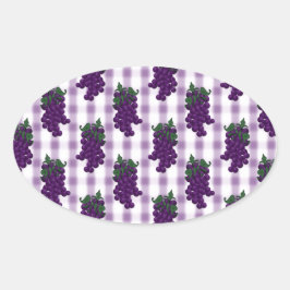 Druiven in Gingham Ovale Sticker