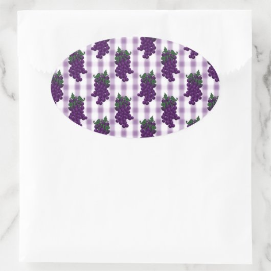 Druiven in Gingham Ovale Sticker (Tas)