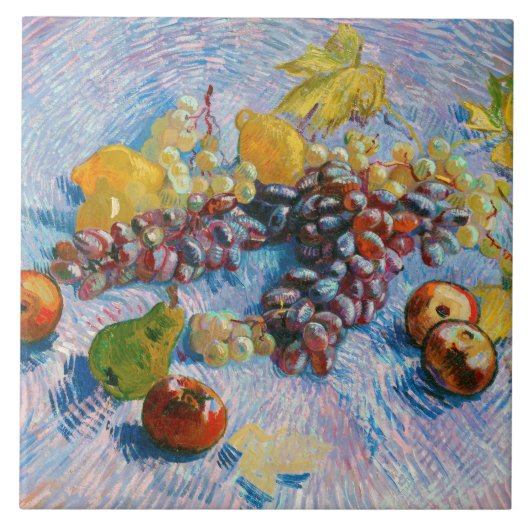 druiven, lemonen, peren en appelen, Van Gogh Tegeltje (Voorkant)