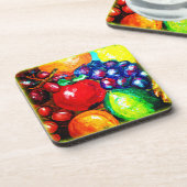 Druiven, Limoen, Sinaasappel, appelvruchten. Beste Bier Onderzetter (Linkerzijde)