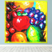 Druiven, Limoen, Sinaasappel, appelvruchten. Beste Canvas Afdruk (Insitu (Houten vloer))