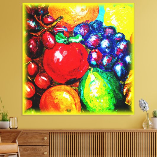 Druiven, Limoen, Sinaasappel, appelvruchten. Beste Canvas Afdruk (Insitu (Woonkamer))