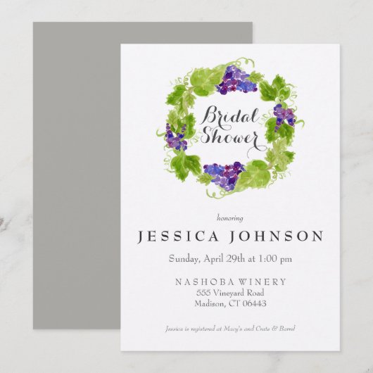 Druiven op de Wijn Bruids Douche Uitnodiging (Voorkant / Achterkant)