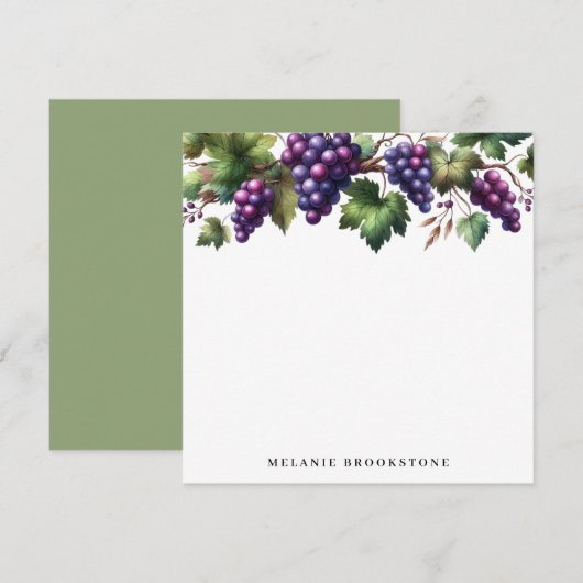 Druiven op de Wijnstok Custom Notitiekaartje (Voorkant / Achterkant)
