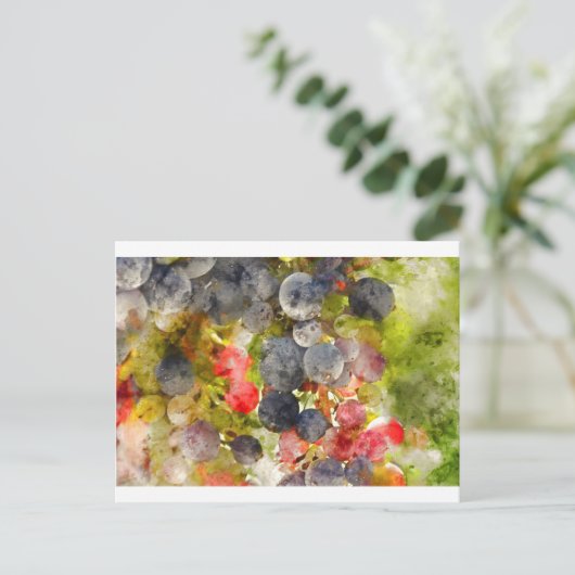 Druiven op de wijnstok klaar om wijn te maken briefkaart (Staand voorkant)