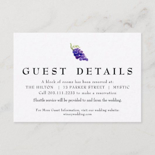 Druiven op de Wijnstok Trouwdetail Kaart (Voorkant)