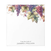 Druiven op de wijnstok van het bureau van notitieblok (Voorkant)