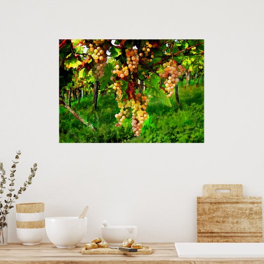 Druiven op de wijnstokken poster (Keuken)