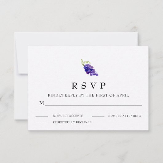 Druiven op de wijnwijn bruiloft RSVP Kaart (Voorkant)