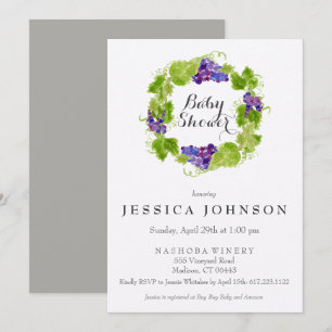 Druiven op het wijnwijn Baby shower Invitation Kaart