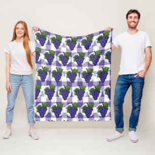 Druiven op White Violet Pset Fleece Deken