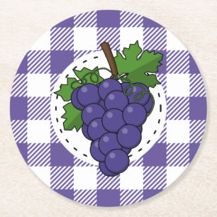 Druiven op White Violet Pset Ronde Kartonnen Onderzetter