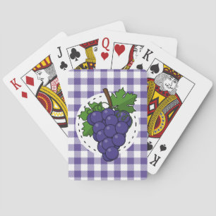 Druiven op wit violette geruite stof pokerkaarten