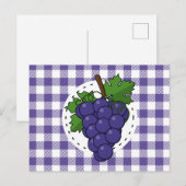 Druiven op wit viooltjes geruit briefkaart (Voorkant / Achterkant)