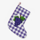 Druiven op witte violette geruite achtergrond kleine kerstsok (Voorkant (Hangend))