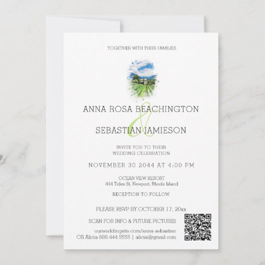 *~* Druiven QR Italië AR21 RSVP wijngaard bruiloft Kaart (Achterkant)