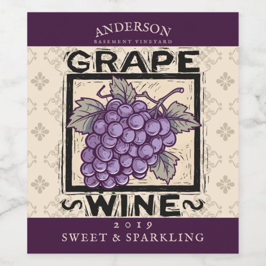 Druiven rode wijn zelfgemaakte struik hartelijk wijn etiket (Enkel label)