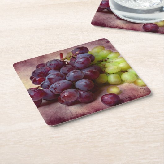 Druiven rood en groen kartonnen onderzetters (Schuin)
